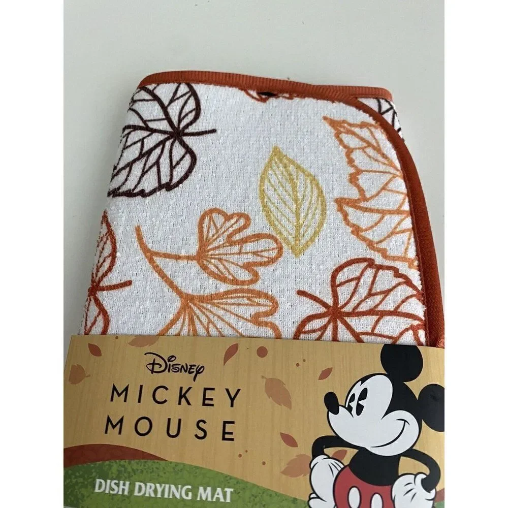 Disney Mickey Mouse Autumn Fall Leaves Drying‎ Mat 16”x18” NEW
